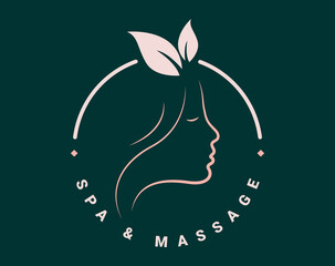 Spa Logo. Massage Minimalist Logo. Beauty Parlour and Cosmetics Logo Vector Illustration isolated on Green Background. Use for Spa, Beauty Salon and Cosmetics Store Business. Flat Logo Design Template