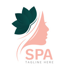 Spa Logo. Spa Minimalist Logo. Girl Silhouette logo Vector Illustration isolated on White Background. Use for Spa, Massage Centre and Cosmetics Store Business and Branding Logo. Flat Logo Design