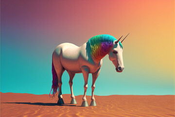 Fototapeta na wymiar Unicorn, Rainbow, Generative AI, Illustration 