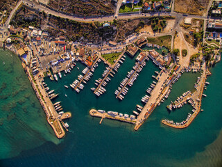 Cesme Yildizburnu port and coast drone photo