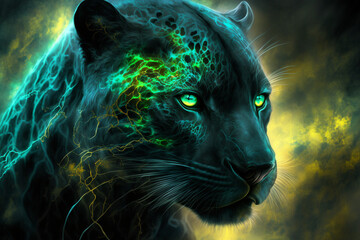 green spirit form panther made by generative ai