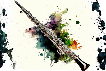 close-up of clarinet in a aquarelle style, ai generated