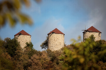 Obraz premium Ancient Greek windmills Melia Evros Greece.