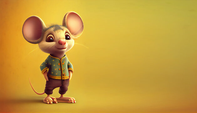 cartoon style mouse with human clothing, generative AI.