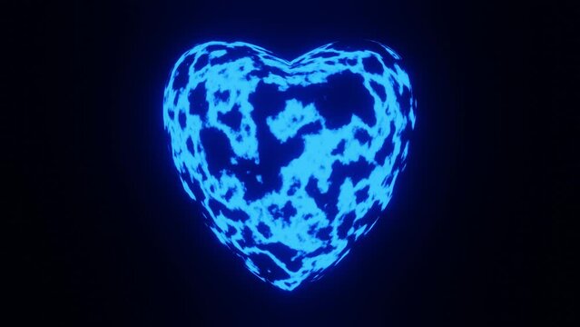 Blue Distortion Rotating Heart in a Seamless Loop. Ideal for Wedding, Valentine's Day, Love Story,  Anniversary, Mother's Day, Marriage.