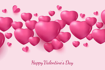 Valentines Day Background With Beautiful Pink hearts background.
