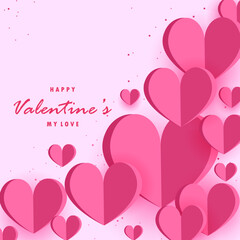valentines day banner in paper style heart design