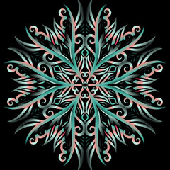 Beautiful colourful gradient flowers line art of traditional abstract symbol batik dayak ornament design template elements
