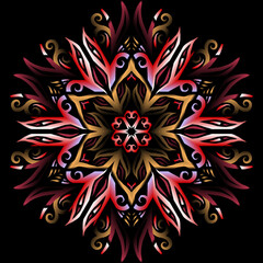 Beautiful colourful gradient flowers line art of traditional abstract symbol batik dayak ornament design template elements
