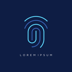 Modern human fingerprint vector logotype. Fingerprint for identity, business card, technology, digital.