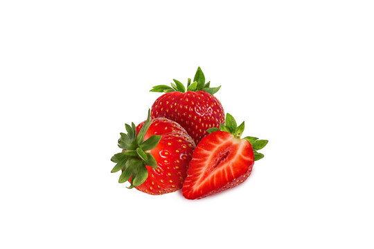 Strawberries on white background, png