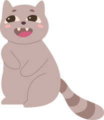 Funny cat flat icon Cheerful kitty celebrate birthday