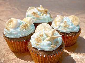Ocean Theme Beach Cupcakes
