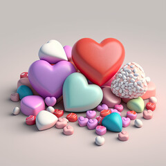 Obraz premium Pile of bright candy hearts