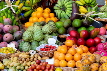 Naklejka na ściany i meble fruits and vegetables on the market