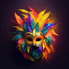 Peel and stick wall murals Carnival colored carnival feathers. Brazilian carnival. Big set of vector iconc. Design elements. mask. face painted for carnival
