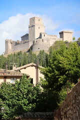 Fortress ruins Rocca Maggiore in Assisi, Umbria Italy