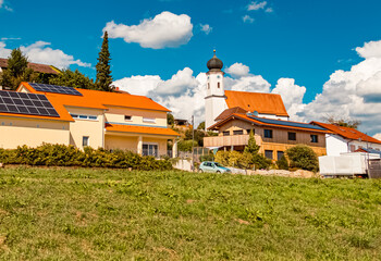 Beautiful summer view with a church at Welchenberg, Bavaria, Germany