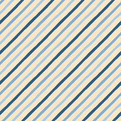 Seamless pattern with hand drawn blue stripes