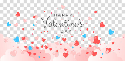 Realistic hearts decoration on transparent background with empty space for your message. Anniversary card design such as Valentine's day, Mother's Day and Wedding. Vector illustration concept