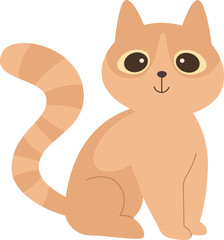 Cute cartoon cat flat icon Cheerful kitty celebrate birthday
