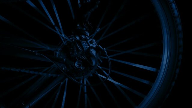 Cycling At Night Wheel Closeup