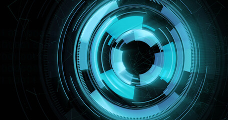 Composition of scope scanning and data processing on black background