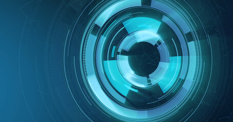 Composition of scope scanning and data processing on blue background