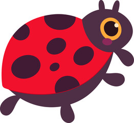 Cute cartoon ladybug beetle flat icon