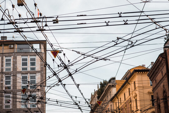wires of the trolleybus interchange