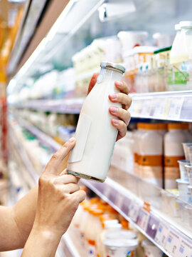 Woman shopping milk