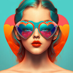 Woman with Heart Sunglasses, Generative AI, Generative, AI
