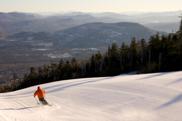 A man skis in Bethel, Maine.