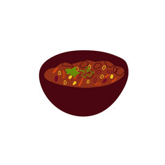Mexican food Chili Con Carne illustration isolated on white background