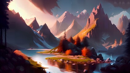(4K) Landscape Illustration AI