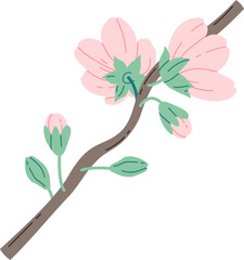 Blooming sakura flat icon Spring decorative tree