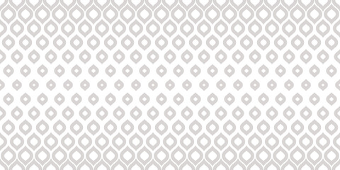 Delicate vector geometric seamless pattern with halftone effect, leaves, drops, mesh. Abstract minimal background with gradient transition. White and gray color. Trendy repeat design. Subtle texture