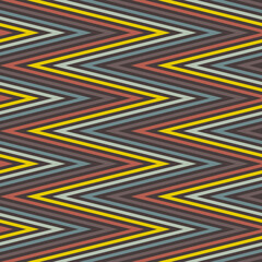 Chevron pattern. Zigzag stripes seamless texture. Vector colorful ornament with lines, striped zig zag. Simple abstract geometric background in warm colours. Repeat design for print, decor, wallpaper