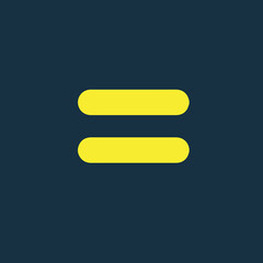 Obraz premium Yellow icon of equals symbol on dark blue background. Basic mathematical symbol. business finance concept in vector.