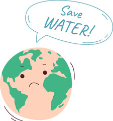 Save water flat icon Earth day Protect earth