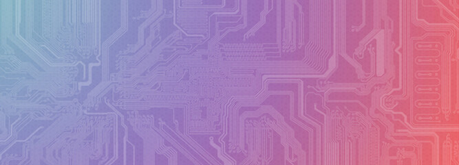 Circuit board texture future metaverse tech gradient digital web horizontal banner design template blank with place for text pink cyan blue