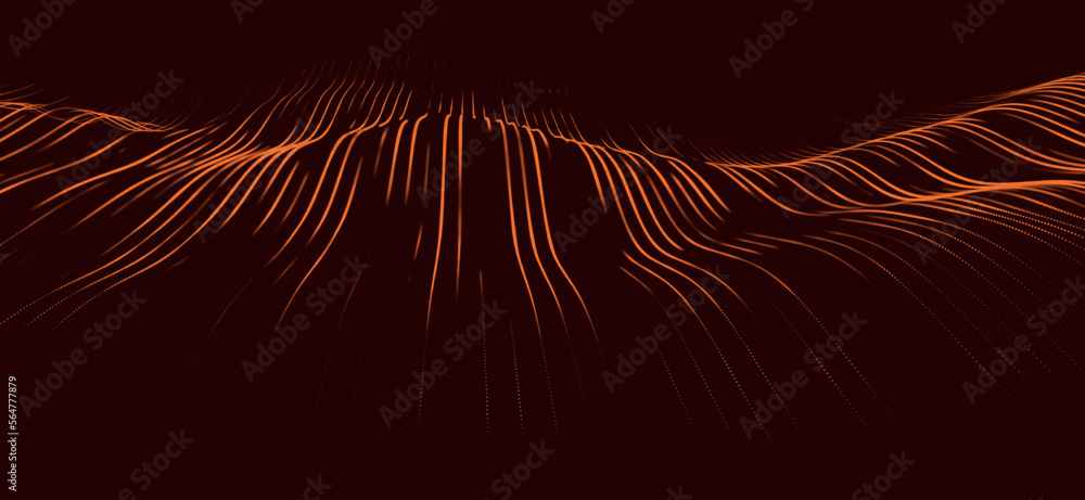 Poster abstract digital particle wave. futuristic dotted wave. technology background vector. vector illustr