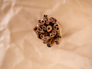 Cassia or Chinese cinnamon. Comparison of cinnamon and cassia. Selective focus