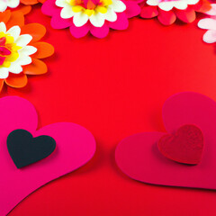 Valentine's Day Red, Pink and White Hearts and Flowers Backgrounds Generated by AI
