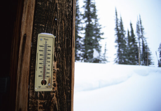 Thermometer on warm ski day.