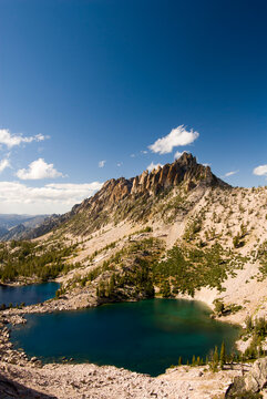 The Warbonnet Lakes sit below the Verita Ridge in the Sawtooth Mountains, Idaho.
