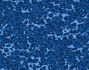 Full Seamless Leopard Pattern Texture Vector. Endless blue cheetah design for dress fabric print. © MSK Design
