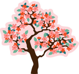 Blooming sakura flat icon Cherry blossom tree © Mykola Syvak