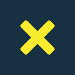 Fototapeta premium yellow icon of multiplication symbol on dark blue background. Basic mathematical symbol.Business finance concept in vector.