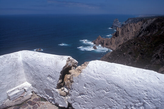 Wall at Cabo da Roca, the furthest west point in Continental Europe, near Lisbon, Portugal.